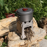 TOMSHOO Camping Poêle À Bois Portable Pliant Léger Titanium Brûleur À Bois Poêle De Randonnée pour Survie En Plein Air Cuisine Pique-Nique Chasse