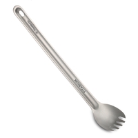 TOMSHOO Titane Longue Poignée Spork avec Bol Poli Extérieur Portable Dîner Spork Couverts Camping Randonnée Pique-Nique