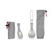 TOMSHOO Titanium pliant Spork Camping en plein air randonnée randonnée sac à dos Spork Ustensile Vaisselle