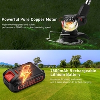 Tondeuse à gazon électrique sans fil télescopique 24 V,  batterie rechargeable 7500 mAh,  chargeur rapide,  coupe-herbe multifonction avec lame en plastique/acier inoxydable,  lame de scie circulaire