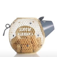 Tooarts Belle Piggy Cork Wine Container Home Decor Sculpture en métal Artisanat animal cadeau