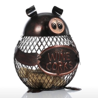 Tooarts Belle Piggy Cork Wine Container Home Decor Sculpture en métal Artisanat animal cadeau