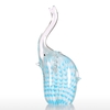 Tooarts Blue Stripe Elephant Ornements en verre Animal Figurine Handblown Home Decor