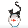 Tooarts Cat et Goldfish Gift Glass Ornament Figurine d