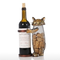 Tooarts Cat porte-bouteilles Liège Container Home Decor Fer Artisanat Cadeau Artisanat Animal Ornement