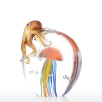 Tooarts couleur poulpe et méduse Sculpture à la main en verre ornement Animal oeuvre décor à la maison cadeau artisanat décoration