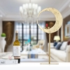 Tooarts Croissant Chandelier Ornement en acier inoxydable Sculpture abstraite Sculpture pratique Décoration intérieure