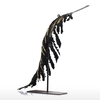Tooarts Feuille de banane Sculpture moderne Sculpture en métal Ornement en fer Cadeau délicat