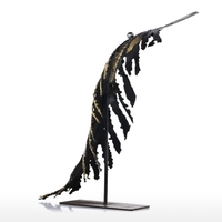 Tooarts Feuille de banane Sculpture moderne Sculpture en métal Ornement en fer Cadeau délicat
