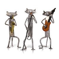TOOARTS Métal Jouer Sculpture Saxophone Cat Accueil Articles d