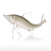 Tooarts Objets de poisson gris Ornement en verre Figurine d