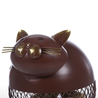 Tooarts Puffy Cat Wine Cork Container Décoration intérieure Metal Sculpture Animal Craft