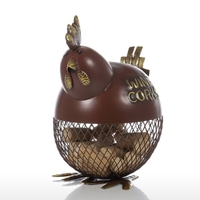 Tooarts Puffy Chicken Wine Cork Container Décoration intérieure Metal Sculpture Animal Craft Gift