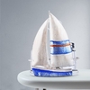 Tooarts Sailing Boat Condiment Rack Sauce and Pepper Bottle Storage Iron Holder Handy Table Organizer Kitchen Decoration Contains Two Glass Bottles