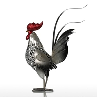 Tooarts Sculpté Sculpture Fer Coq Métal Home Decor animaux Artisanat Fer Cadeau Art