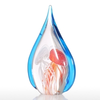 Tooarts Teardrop Jellyfish Gift Glass Ornament Handblown Home Decor