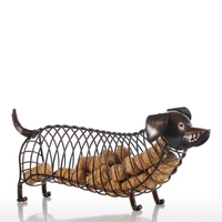 Tooarts Teckel Vin Cork Container Fer Craft Animal Ornement Cadeau,  Brown,  13, 8 * 4, 7 * 5, 9 pouces