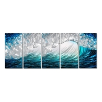 Tooarts Waves Modern Painting Wave Seascape Print Wall Art Décoration intérieure 5 Panels Blue & Green & White