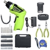 Tournevis électrique sans fil à dégagement rapide 6.0Nm Li-ion rechargeable 1500mAh avec 40 accessoires Pinces et ruban à mesurer 7 réglage de couple Poignée à 2 positions avec indicateur de batterie LED