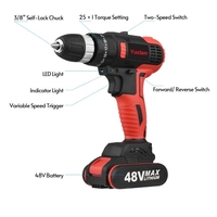 Tournevis sans fil Yuclam Tournevis électrique Perceuse à percussion sans brosse à deux vitesses avec lumière LED 25 + 1 couple arbre flexible Mandrin de 3/8 pouces Tournevis électrique 50Nm pour l