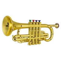 Trompette Kids Instruments à vent musicaux ABS Métallique Or Trompette avec 4 touches colorées