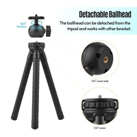 Trépied de bureau extensible 108 cm/42, 5 pouces Max. Tête sphérique rotative à 360 ° avec support pour téléphone Obturateur à distance sans fil pour Vlog Selfie Streaming en direct Enregistrement vidéo Réunion d