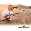 Trépied de pied de microphone en métal Hauteur réglable avec bras de perche 3 supports de micro et 1 support de smartphone