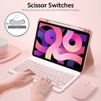 Étui-clavier BT rétroéclairé détachable + Dissipation de chaleur avec fente pour stylo de souris Compatible avec iPad Air4 10.9 (2020)/Pro11 (2018/2020/2021),  noir