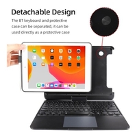 Étui pour clavier amovible rotatif à 360 ° avec effet de rétroéclairage coloré compatible avec iPad 10.2 (2019/2020)/iPad Air3/iPad Pro 10.5