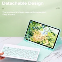 Étui pour clavier avec rétroéclairage 7 couleurs Fente pour clavier amovible BT3.0 Compatible avec iPad Pro 11 (2018/2020) Jaune
