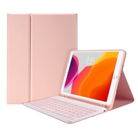 Étui pour clavier BT détachable avec fente pour stylet élastique Compatible avec iPad Pro11 2018/2020 / iPad air4 2020 rose