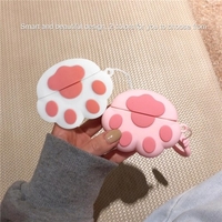 Étui pour écouteurs 3D étui de protection compatible avec AirPods Pro avec mousqueton mignon chat dessin animé casque écouteurs écouteurs couverture en silicone