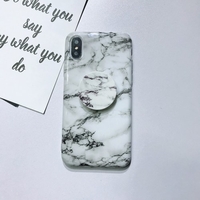 Étui souple TPU en marbre peint pour Iphone avec support de support expansible Étui arrière protecteur Smartphone