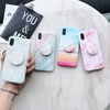 Étui souple TPU en marbre peint pour Iphone avec support de support expansible Étui arrière protecteur Smartphone