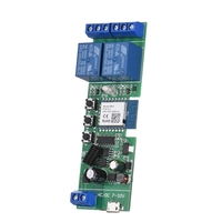 Tuya 2CH DC5V / 7-32V Commutateur WiFi Module de relais sans fil Fonction de synchronisation Commutateur à distance pour Android / IOS Télécommande Tuya APP Compatible avec Amazon Alexa Google Home