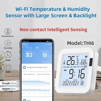 Tuya WiFi Intelligent USB Alimentations Température Humidité Capteurs Heure Date Semaine Affichage Intelligent Bureau À Domicile Chambre Cuisine Salon Hôtel Température Humidité Capteurs Grand Écran avec Rétroéclairage Conversion ℃ ℉ Liaison 