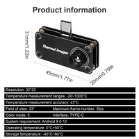 Type-C Interface 32*32 Résolution Imageur Thermique Infrarouge Multifonction Tempreature Compteur de Mesure Téléphone Portable pour Android Mobilephone avec Fonction OTG