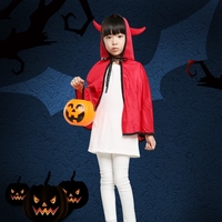 Unisex Kids Halloween Cloak avec Ox Horn Hood Cosplay Role Play Party Cape Costumes pour garçons Girls Orange