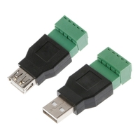 USB 2.0 Type A Femelle / Mâle à 5P Vis w / Shield Plug Terminal Connecteur Adaptateur