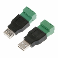 USB 2.0 Type A Femelle / Mâle à 5P Vis w / Shield Plug Terminal Connecteur Adaptateur