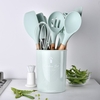 Ustensiles de cuisine en silicone avec poignée en bois Ensemble de 11 pièces Neuf couleurs en option Vert clair