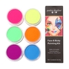 UV néon lueur visage et corps Kit de peinture 6 couleurs peintures fluorescentes eau activé maquillage peinture Pigment sûr et Non toxique hypoallergénique Facepaints pour Halloween Cosplay Costume fête Festival Art fournitures