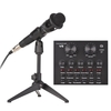 V8 Externe Live Sound Card Microphone Set Mini Sound Mixer Board pour Live Streaming Karaoké Chant Enregistrement de musique avec 12 effets sonores amusants Connexion BT pour Smartphone Ordinateur portable Tablet PC