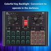 V8 Plus Carte son en direct pour le streaming 15 effets Mélangeur audio USB pour microphone Dispositif de changement de voix Équipement de karaoké DJ avec prise en charge du volume réglable Connexion BT