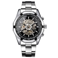 VAINQUEUR mode automatique montre mécanique squelette transparent cadran à remontage automatique montre-bracelet de hommes marque luxe