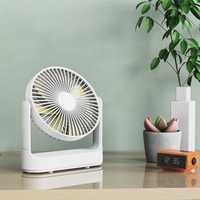 Ventilateur de Bureau Rechargeable Multifonctionnel Faible Bruit 4 Vitesses Réglable Vent Lame de Ventilateur Amovible Batterie Intégrée 4000mAh Blanc