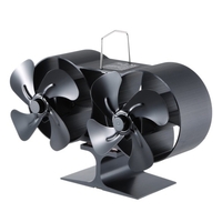 Ventilateur de poêle à bois à double tête à 8 lames Mini ventilateur de cheminée ventilateur de four pour brûleur à bois / à bûches / ventilateur écologique de cheminée