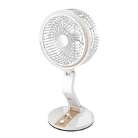 Ventilateur rechargeable USB avec veilleuse Vitesse et luminosité réglables Ventilateur mural et de bureau multifonctionnel pour les voyages en plein air au bureau à domicile