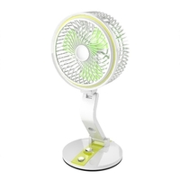 Ventilateur rechargeable USB avec veilleuse Vitesse et luminosité réglables Ventilateur mural et de bureau multifonctionnel pour les voyages en plein air au bureau à domicile