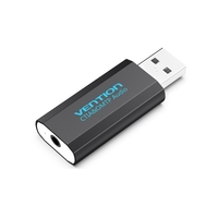 VENTION Carte son externe USB avec adaptateur pour écouteurs stéréo 3, 5 mm,  sans pilote,  pour PC portable PS4,  noir
